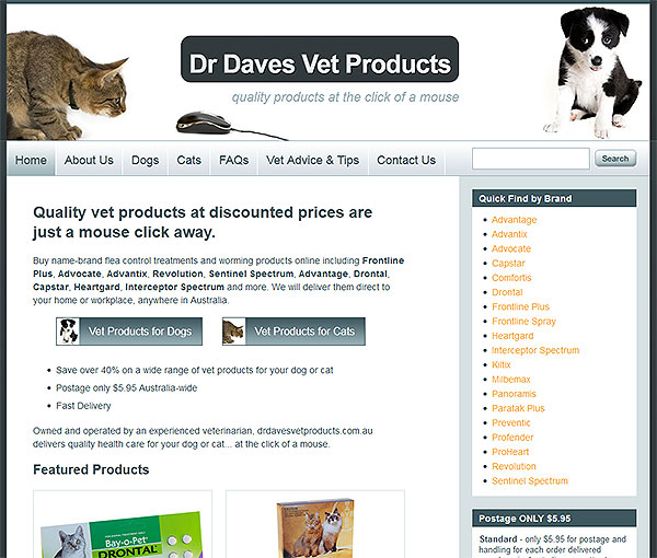 Pet Health Care Products available online from Dr Daves 
